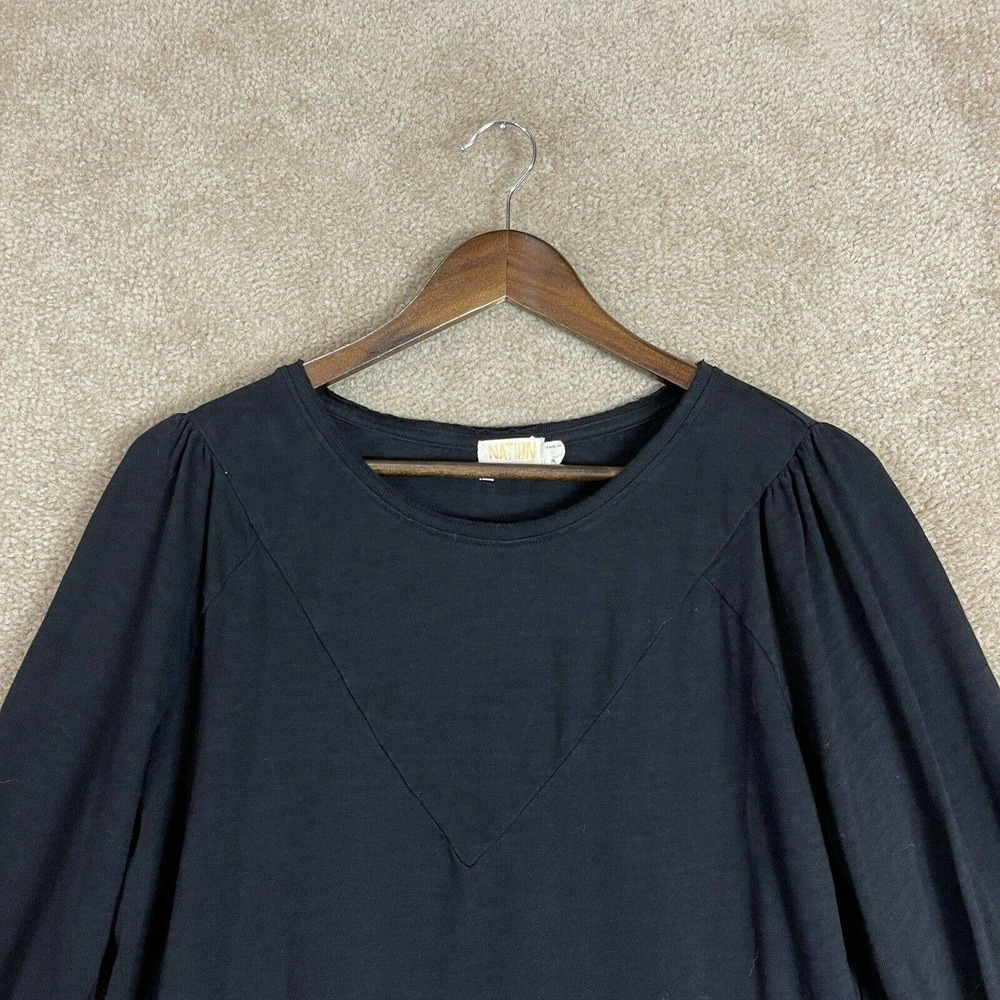 Nation LTD Elisa Dress Womens Size Small Black Puff Sleeve Easy Fit Stretch - Picture 4 of 10